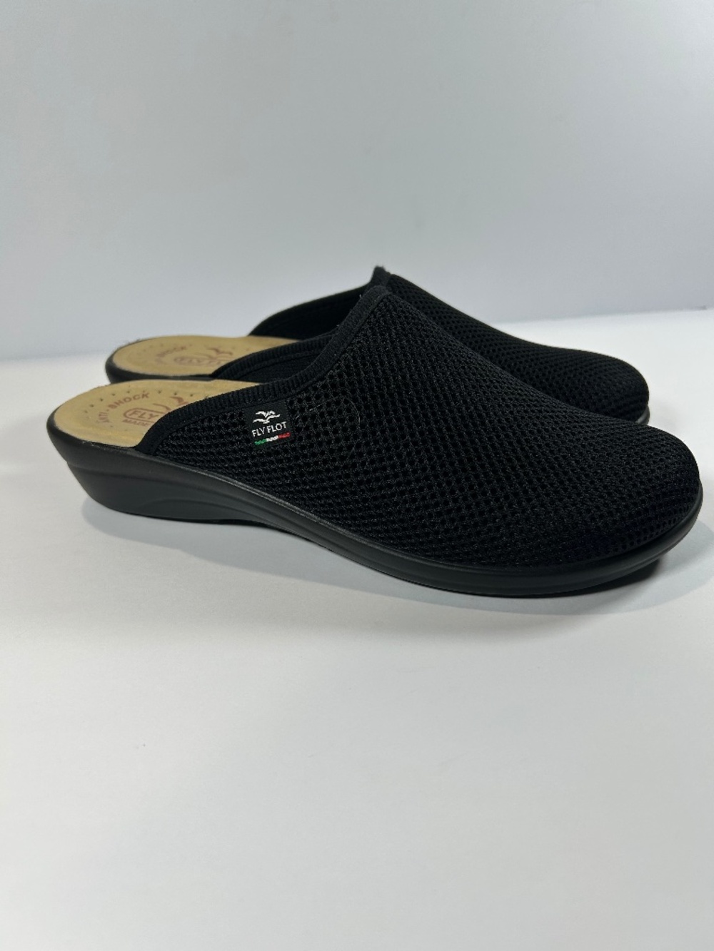 Fly Flot Black Mesh Mule Slipper Shoe Clogs Boho Minimalist Italy EU41/US9.5
